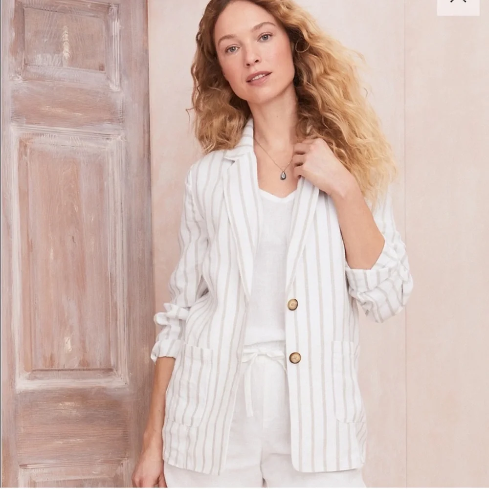 Garnet Hill Washed-Linen Blazer - Picture 11 of 13